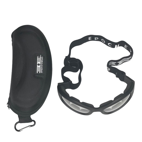 new Epoch Eyewear ☀︎︎ Foam Backed Goggles ☀︎︎ Black Clear Lens ☀︎︎Logo Zip Case - Picture 12 of 17